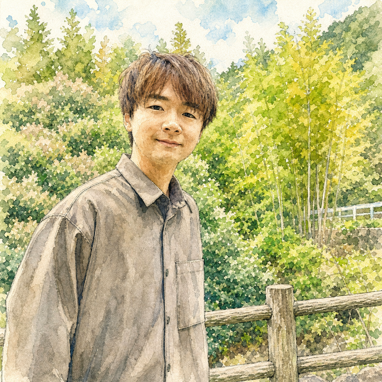 川井匠の水彩風プロフィールイラスト